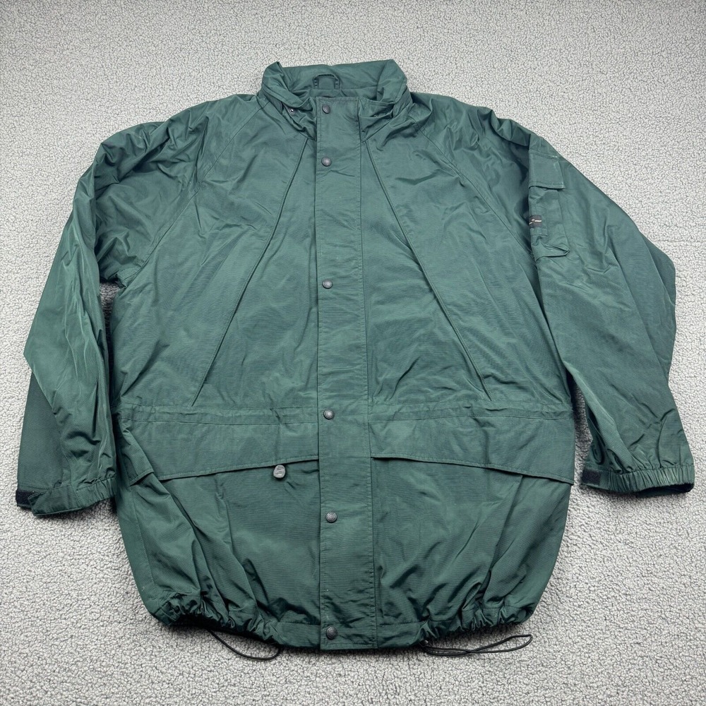 Vintage Eddie Bauer Rain Jacket Mens Large Tall Green Windbreaker Nylon Coat 90s